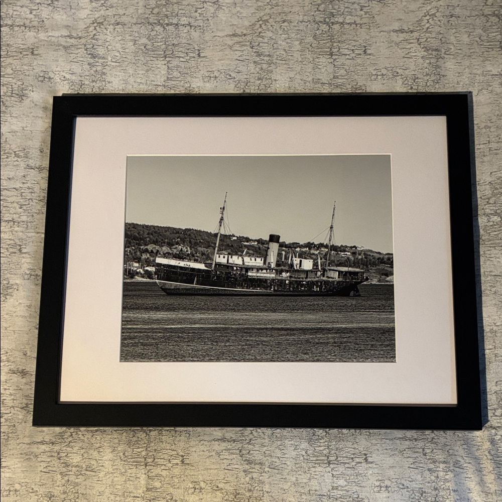 Black & White Framed Majestic Ship Art Photograph; S.S. Kyle; Size: 9½" x 7½"